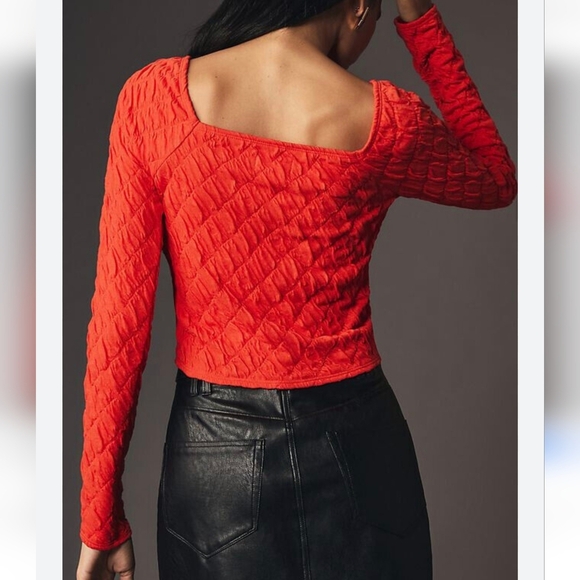 Anthropologie New Maeve Long Sleeve Modern Popcorn Crop Top Womens Size Large - Picture 4 of 12